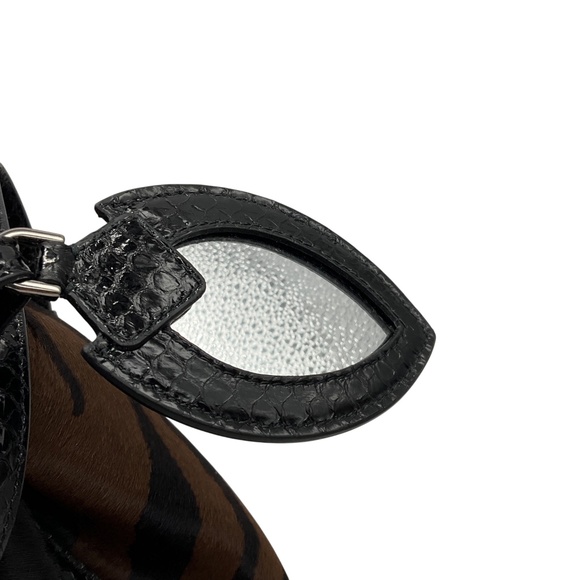 ALAIA CANELLE / NOIR NUT BROWN MINA MEDIUM POLAIN ZEBRA AND ELAPHE CALF HAIR AND - Picture 16 of 16